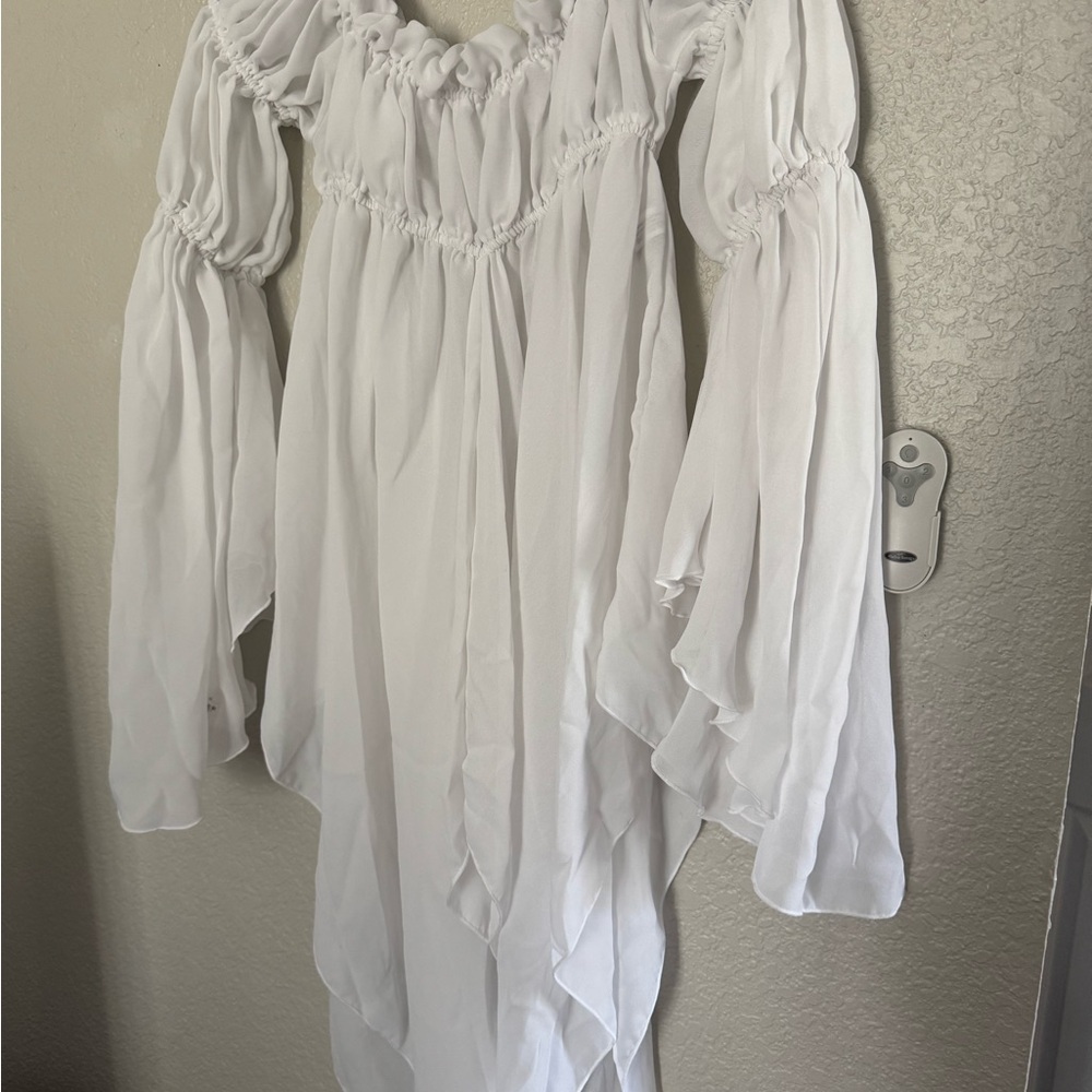 White Off-Shoulder Flowy sheer top